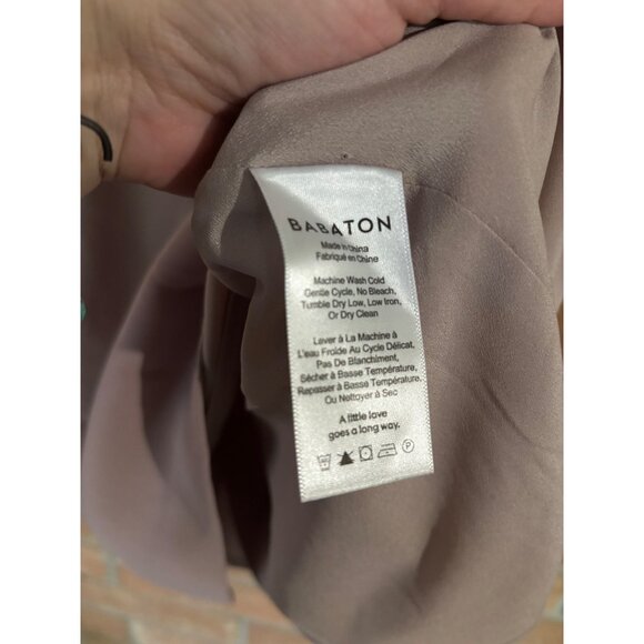 Babaton Aritzia Phoenix Matte Satin Shawl Collar V-Neck Sheath Dress S Blush - Picture 6 of 11